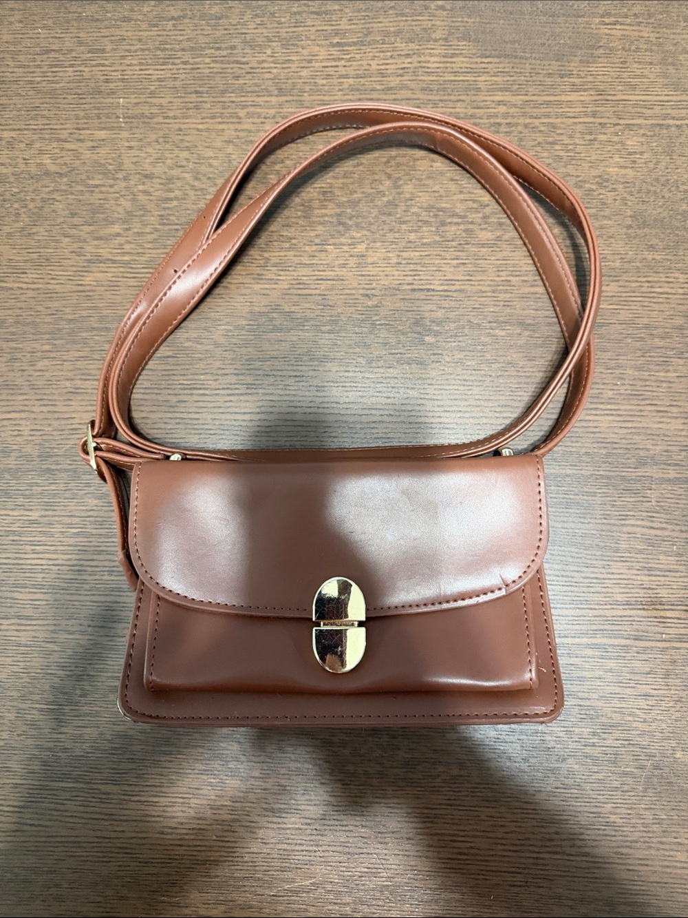 Primark Brown Crossbody Bag with Gold Clasp